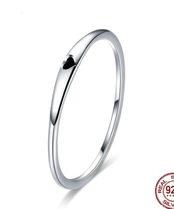 925 Sterling Silver Round Circle Pure Finger Ring Simple Heart Engrave Rings